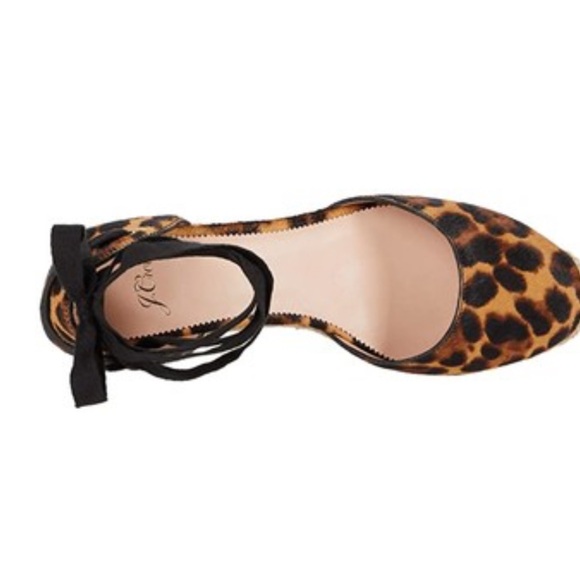 J. Crew Espadrille Wedges Leopard Calf Hair 8 1/2 - Picture 5 of 11